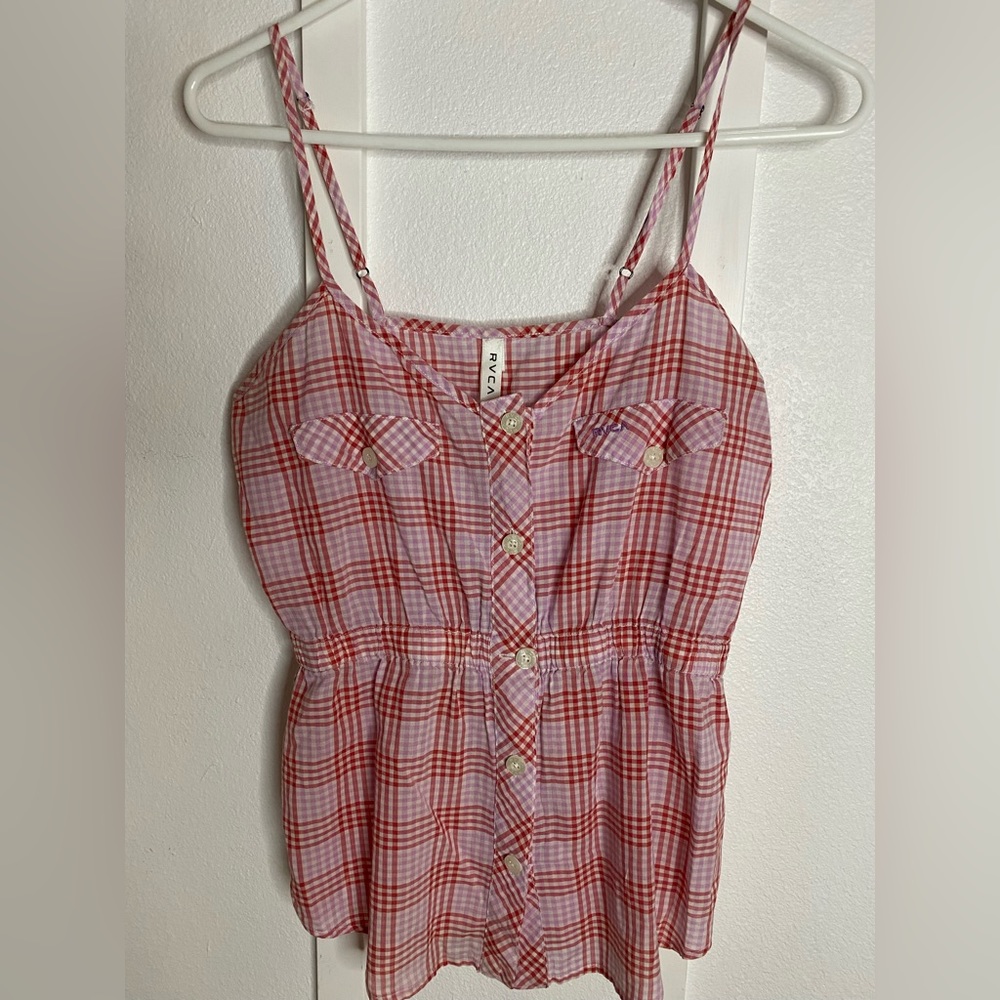 Cute Plaid Surfer Blouse Size Small